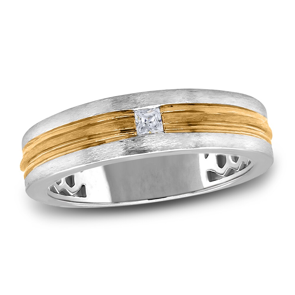 Men's Diamond Anniversary Ring 1/8 ct tw Princess 14K Two-Tone Gold wc3UGUGD