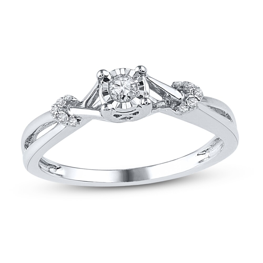 Diamond Promise Ring 1/10 ct tw Round-cut Sterling Silver wcylkXqb