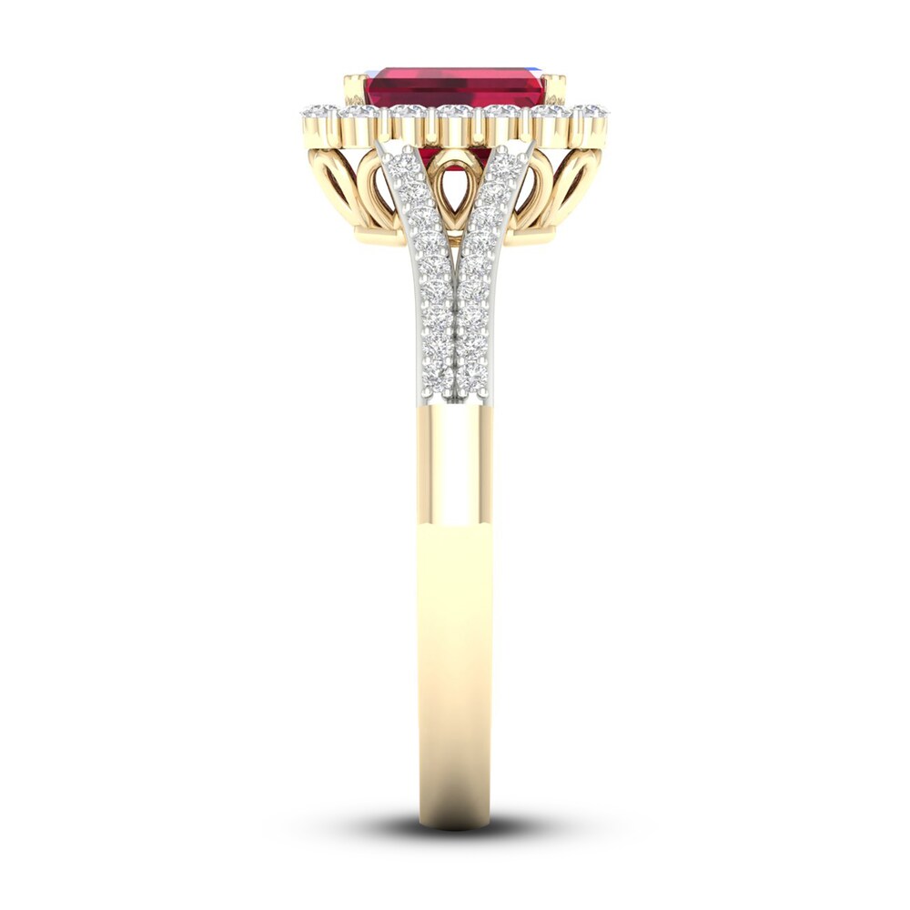 Lab-Created Ruby & Lab-Created White Sapphire Ring 10K Yellow Gold weEV31QM
