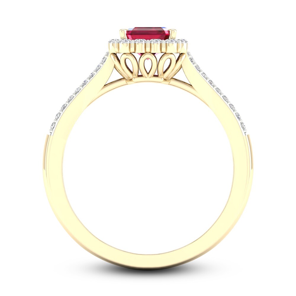 Lab-Created Ruby & Lab-Created White Sapphire Ring 10K Yellow Gold weEV31QM