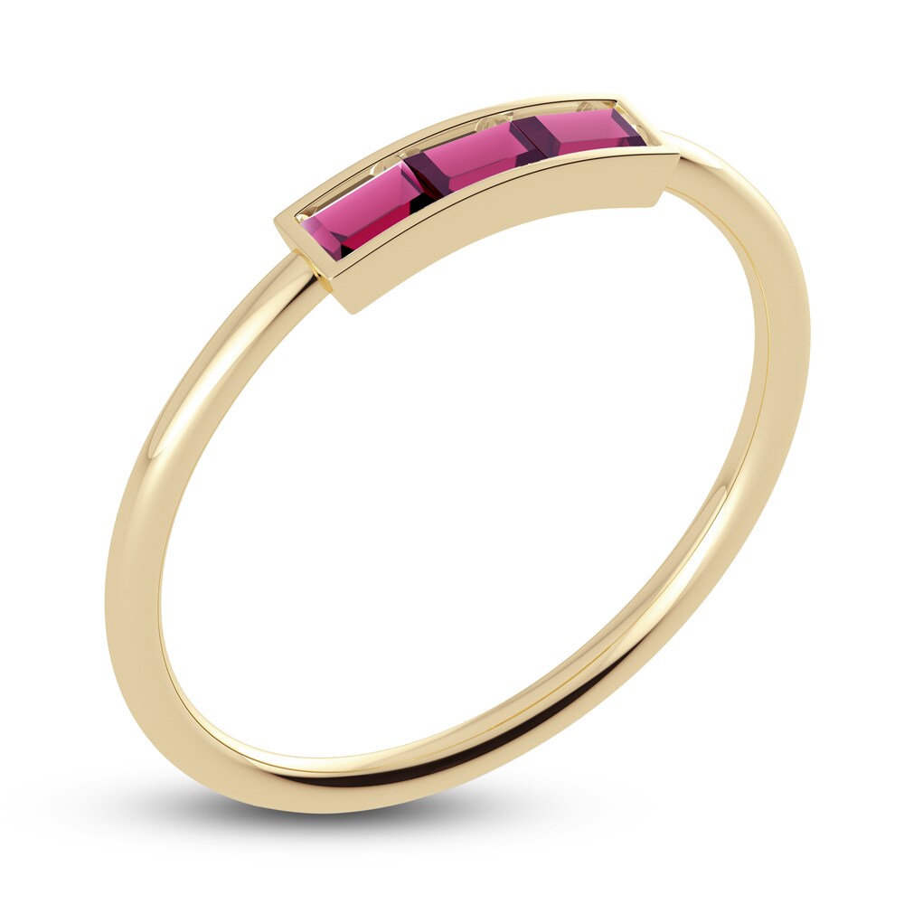 Juliette Maison Natural Rhodalite Garnet Baguette Bar Ring 10K Yellow Gold wmqGxdaS
