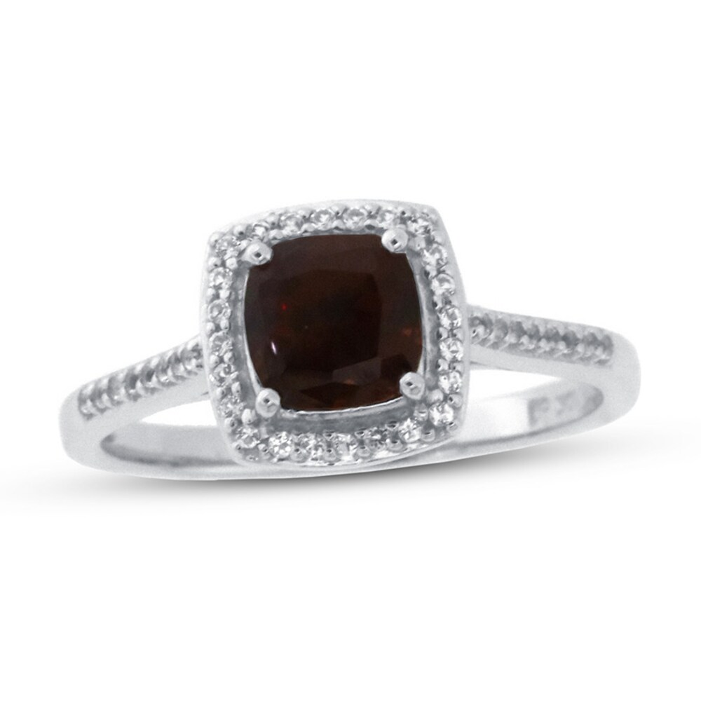 Garnet & White Topaz Ring 10K White Gold wq1bYzrB