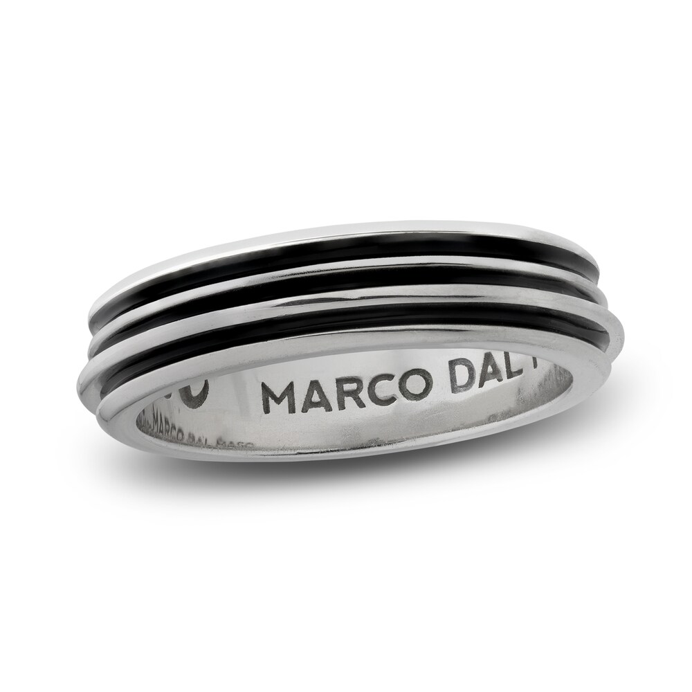 Marco Dal Maso Men's Acies Thin Ring Black Enamel Sterling Silver wuA36Jh0