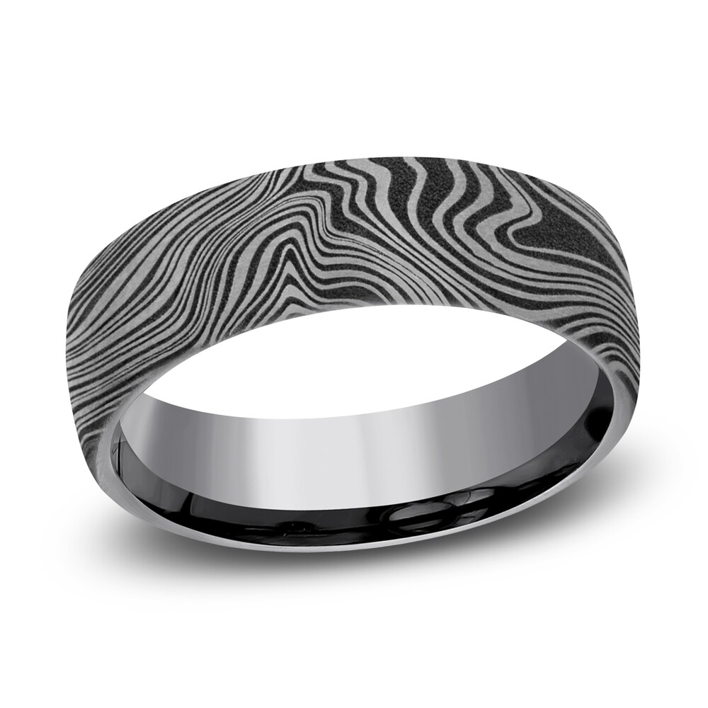 Men's Tamascus Marble Wedding Band Tantalum wuEVGfbY