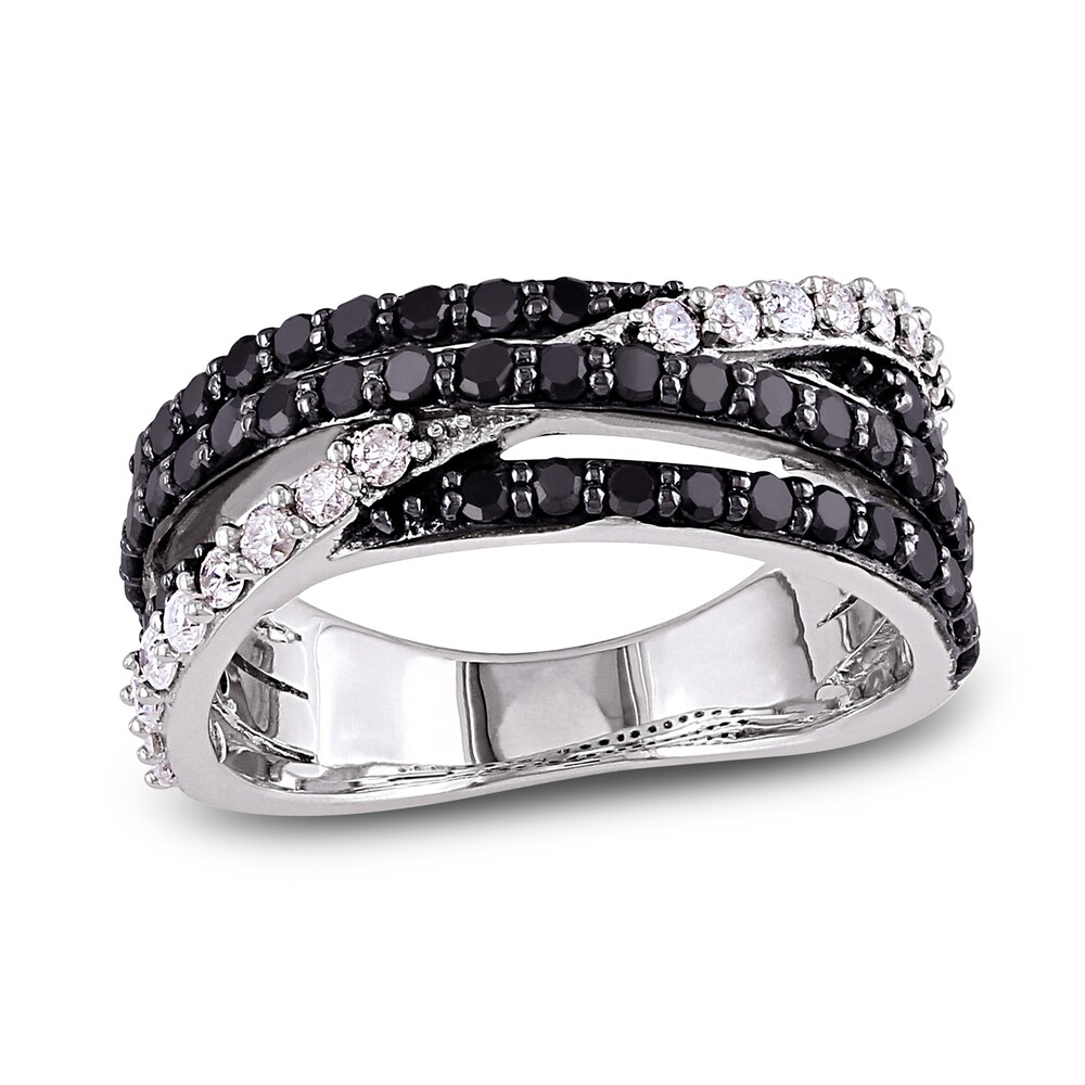 Black & White Diamond Ring 1 ct tw Round Sterling Silver x0CYT28b