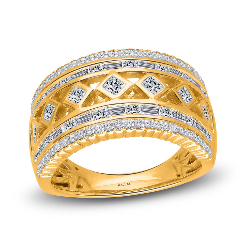Kallati Diamond Ring 1 ct tw Round/Baguette 14K Yellow Gold x1wThVDv