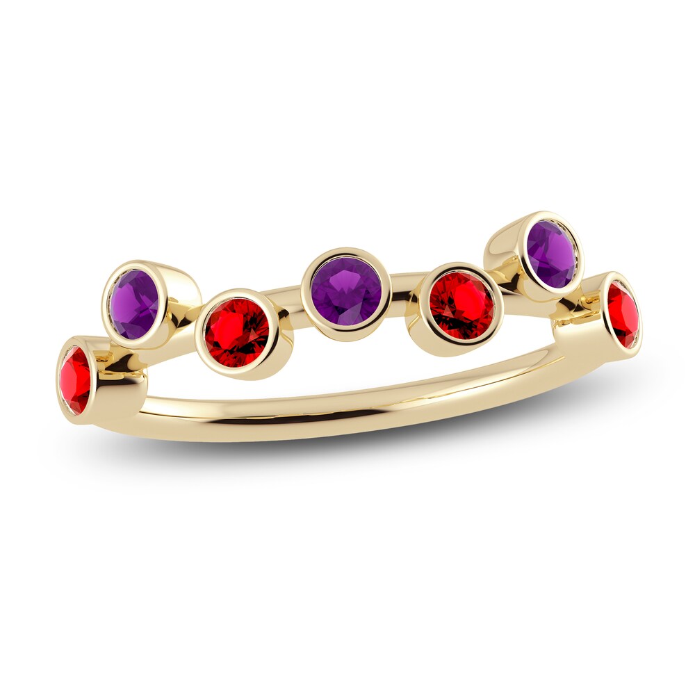 Juliette Maison Natural Amethyst & Natural Ruby Ring 10K Yellow Gold x6hsV8la