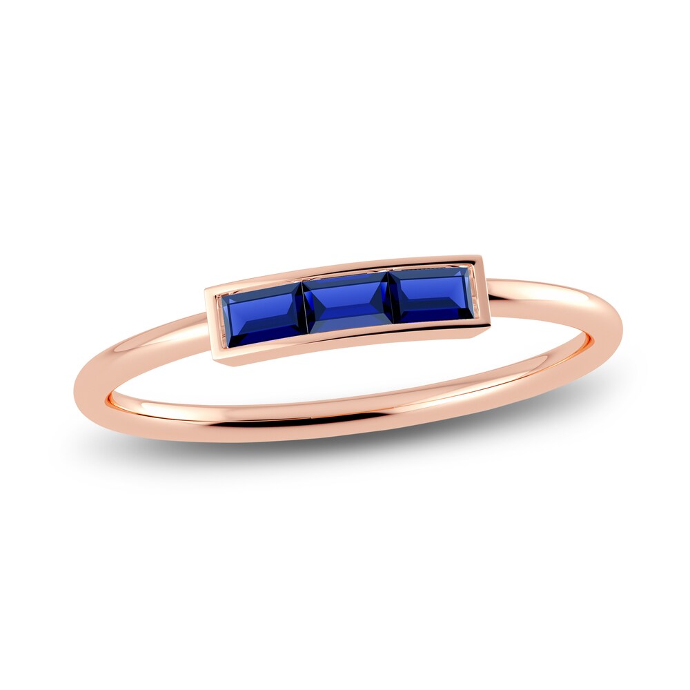 Juliette Maison Natural Blue Sapphire Baguette Bar Ring 10K Rose Gold x9uUsukD