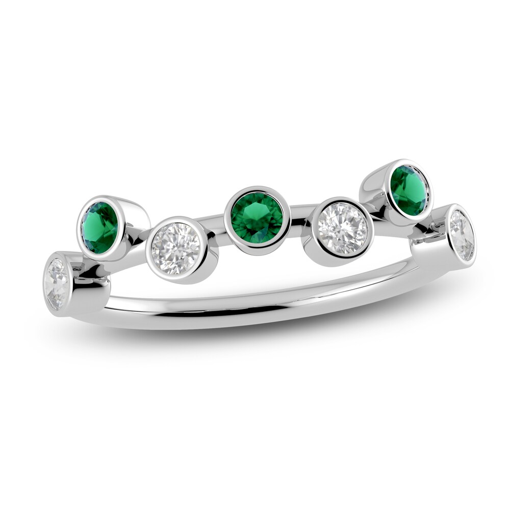 Juliette Maison Natural Emerald & Natural White Sapphire Ring 10K White Gold xFFzbiza