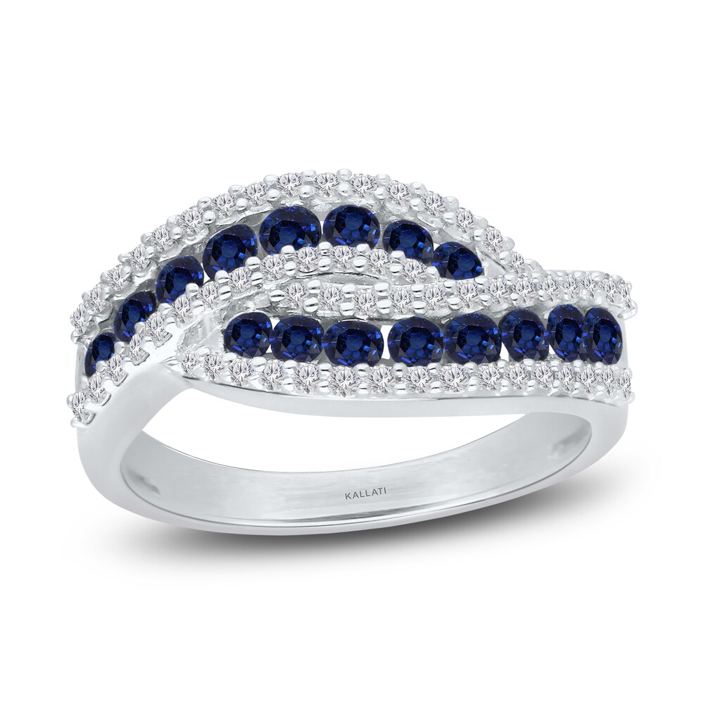 Kallati Natural Blue Sapphire Ring 1/3 ct tw Diamonds 14K White Gold xIcHdXPp