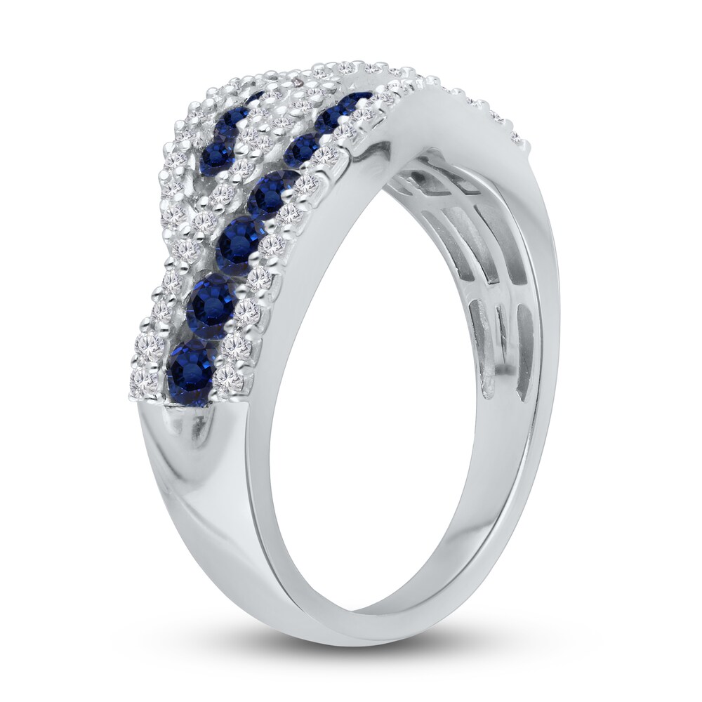 Kallati Natural Blue Sapphire Ring 1/3 ct tw Diamonds 14K White Gold xIcHdXPp