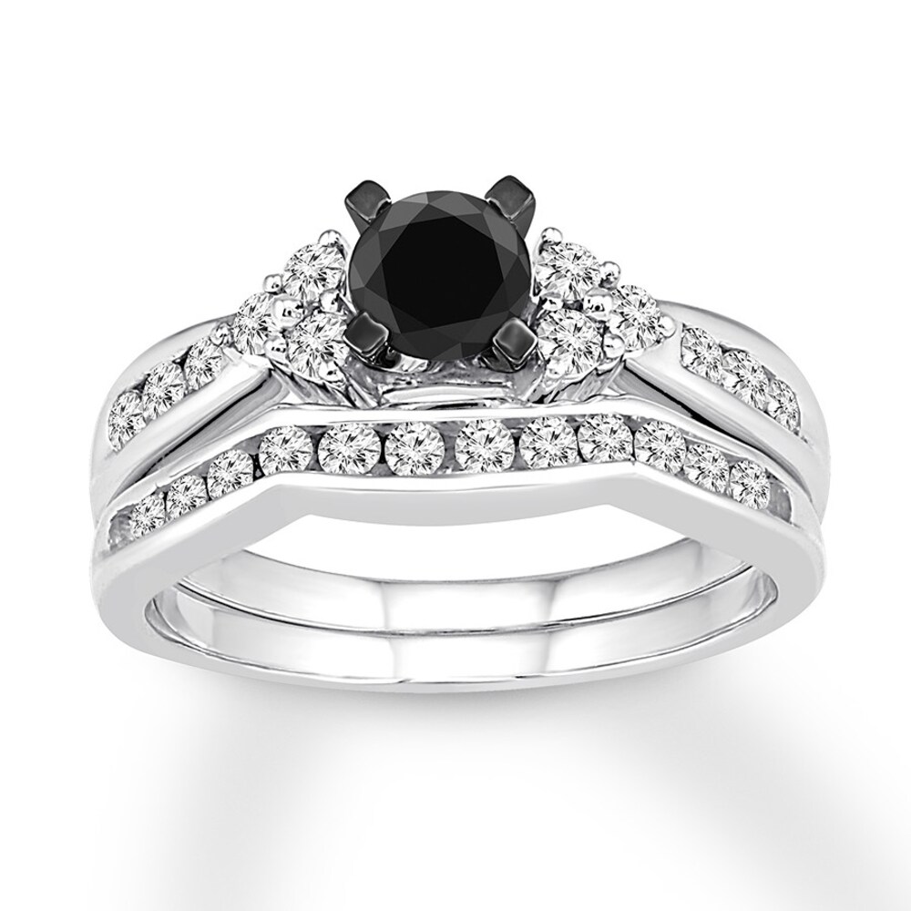 Black Diamond Bridal Set 7/8 ct tw Round-cut 14K White Gold xKK1xown