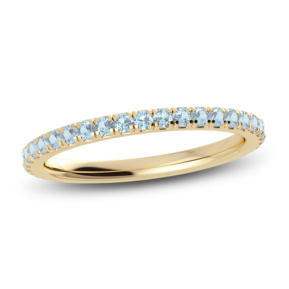 Juliette Maison Natural Aquamarine Eternity Ring 10K Yellow Gold xNYxTQEf