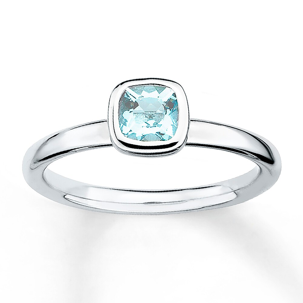 Stackable Aquamarine Ring Sterling Silver 6mm xWvKWWHV