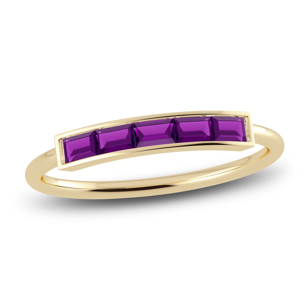 Juliette Maison Natural Amethyst Baguette Bar Ring 10K Yellow Gold xYLBftHm