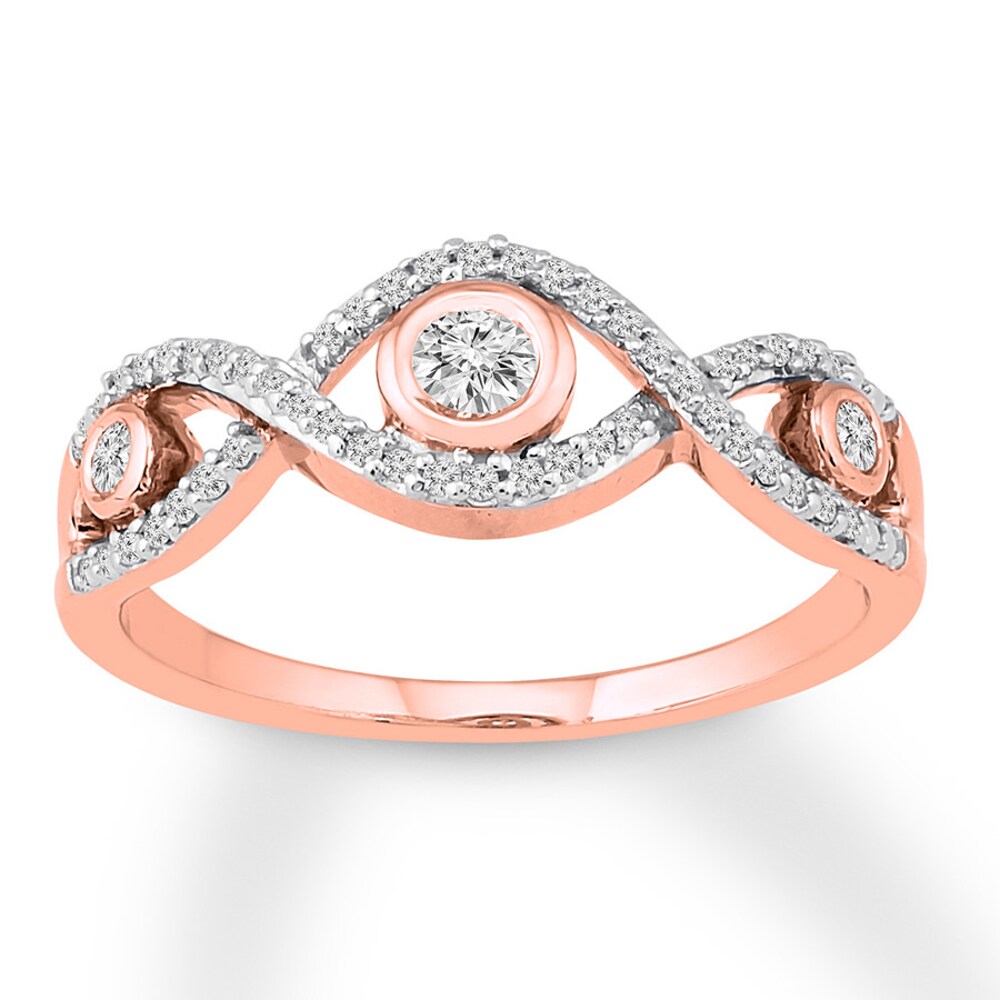 Diamond Ring 1/4 ct tw Bezel-set Round 10K Rose Gold xhKidskI