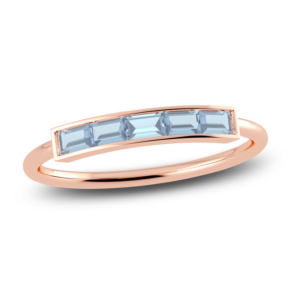 Juliette Maison Natural Aquamarine Baguette Bar Ring 10K Rose Gold xmLwvAnz