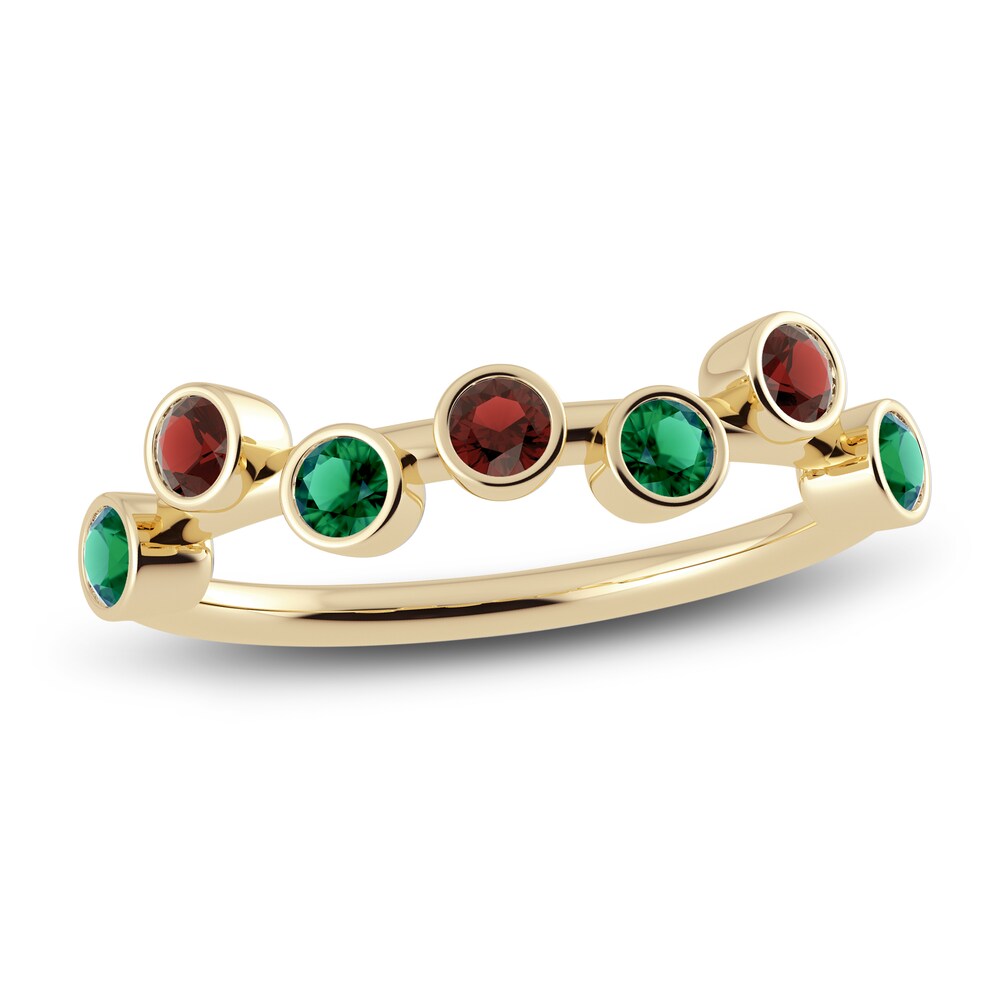 Juliette Maison Natural Garnet & Natural Emerald Ring 10K Yellow Gold xrAdkTzh