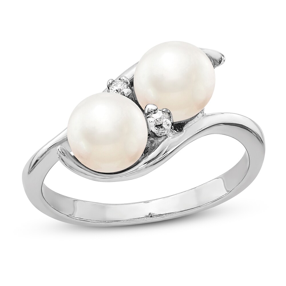 Cultured Freshwater Pearl Ring Diamond Accent 14K White Gold xrCGjHk9