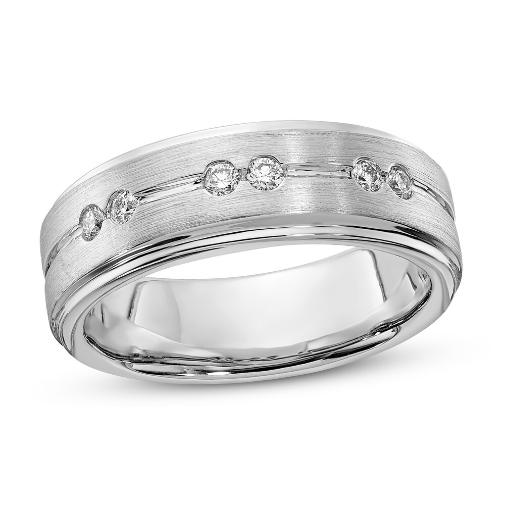 Men's Diamond Wedding Band 1/5 ct tw Round 10K White Gold xuVFDYJj