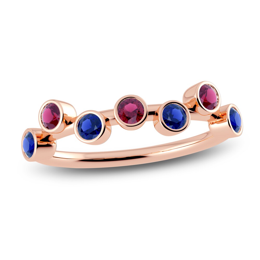 Juliette Maison Natural Blue Sapphire & Natural Rhodolite Garnet Ring 10K Rose Gold xvCZZUEi