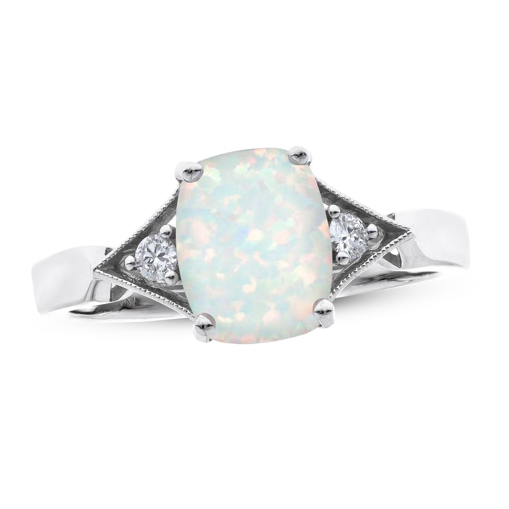 Opal Ring 1/20 ct tw Diamonds 10K White Gold xylXr5O9