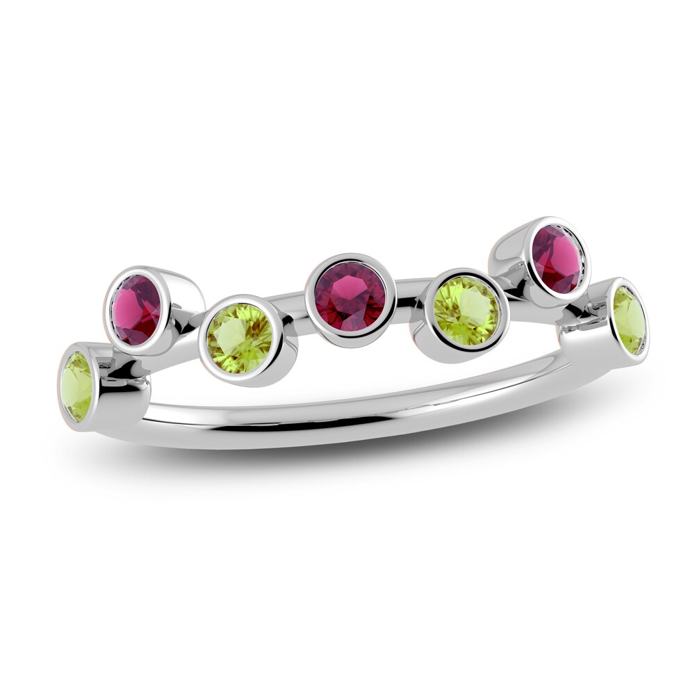 Juliette Maison Natural Peridot & Natural Rhodolite Garnet Ring 10K White Gold y1VI2X0j