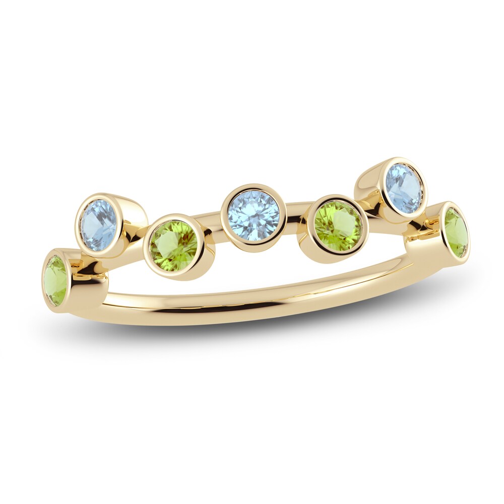 Juliette Maison Natural Aquamarine & Natural Peridot Ring 10K Yellow Gold yFtDCJbs