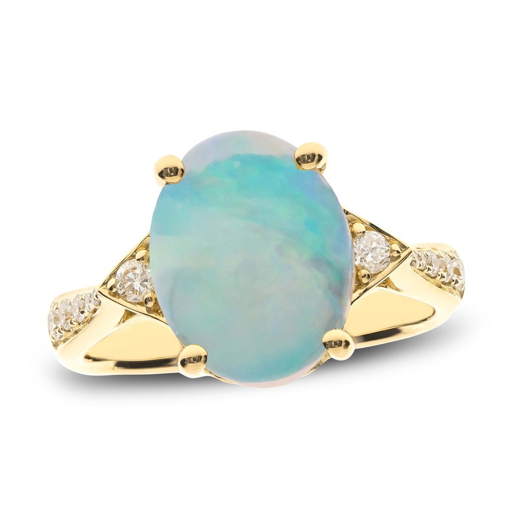 Natural Opal Ring 1/5 ct tw Diamonds 14K Yellow Gold yQ8l9UIv