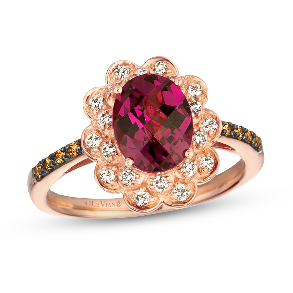 Le Vian Natural Rhodolite Garnet Ring 1/4 ct tw Diamonds 14K Strawberry Gold yVHYr4LC