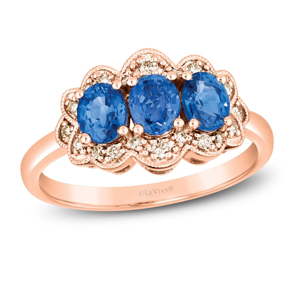 Le Vian Natural Blue Sapphire Ring 1/6 ct tw Diamonds 14K Strawberry Gold ydgqo5K4