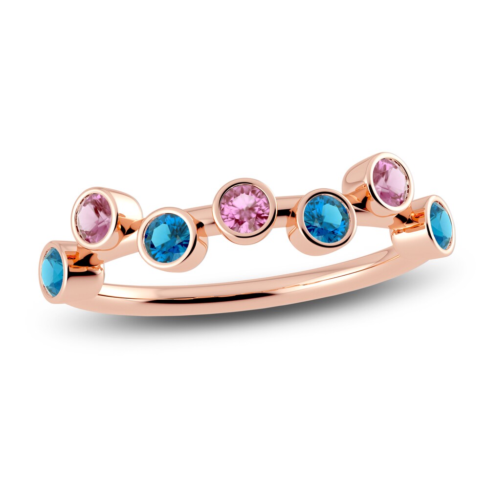 Juliette Maison Natural Pink Tourmaline & Natural Blue Zircon Ring 10K Rose Gold yg2hW403