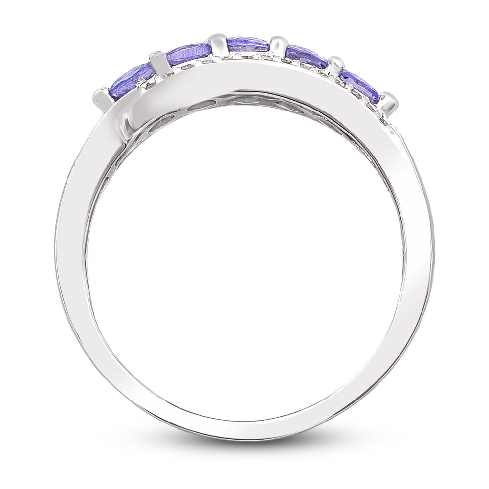 Natural Tanzanite Anniversary Ring 1/8 ct tw Diamonds 14K White Gold yixVc95f