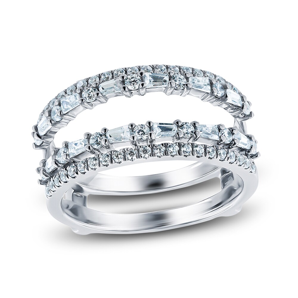 Diamond Anniversary Enhancer Ring 3/4 ct tw Round/Baguette 14K White Gold ykcCfpFW