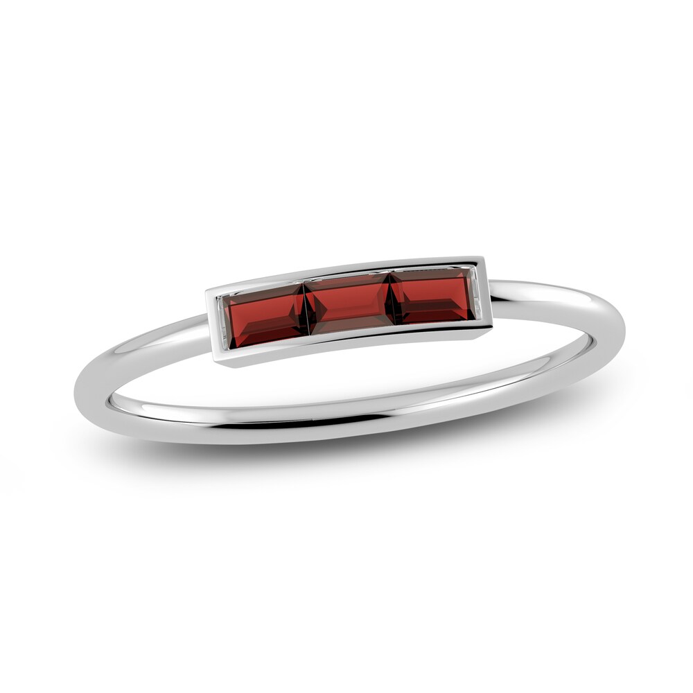 Juliette Maison Natural Garnet Baguette Bar Ring 10K White Gold yn0vY5xy