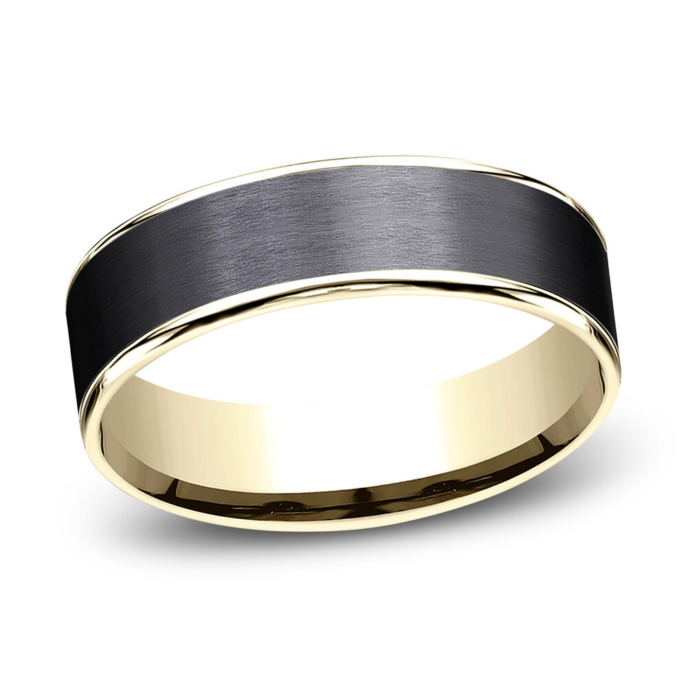 Wedding Band Titanium/14K Yellow Gold 6.5mm yo39y6vk