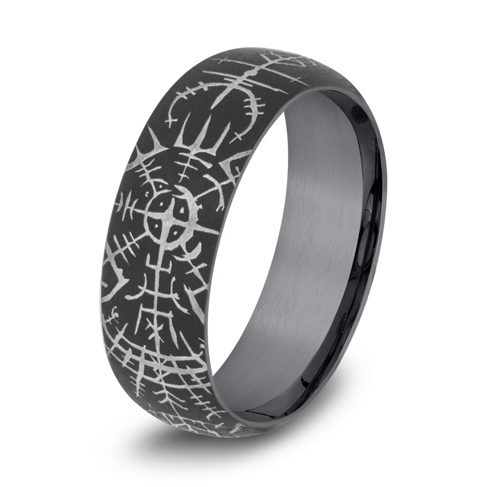 Men\'s Viking Compass Wedding Band Tantalum 8.0mm yog1IfC5