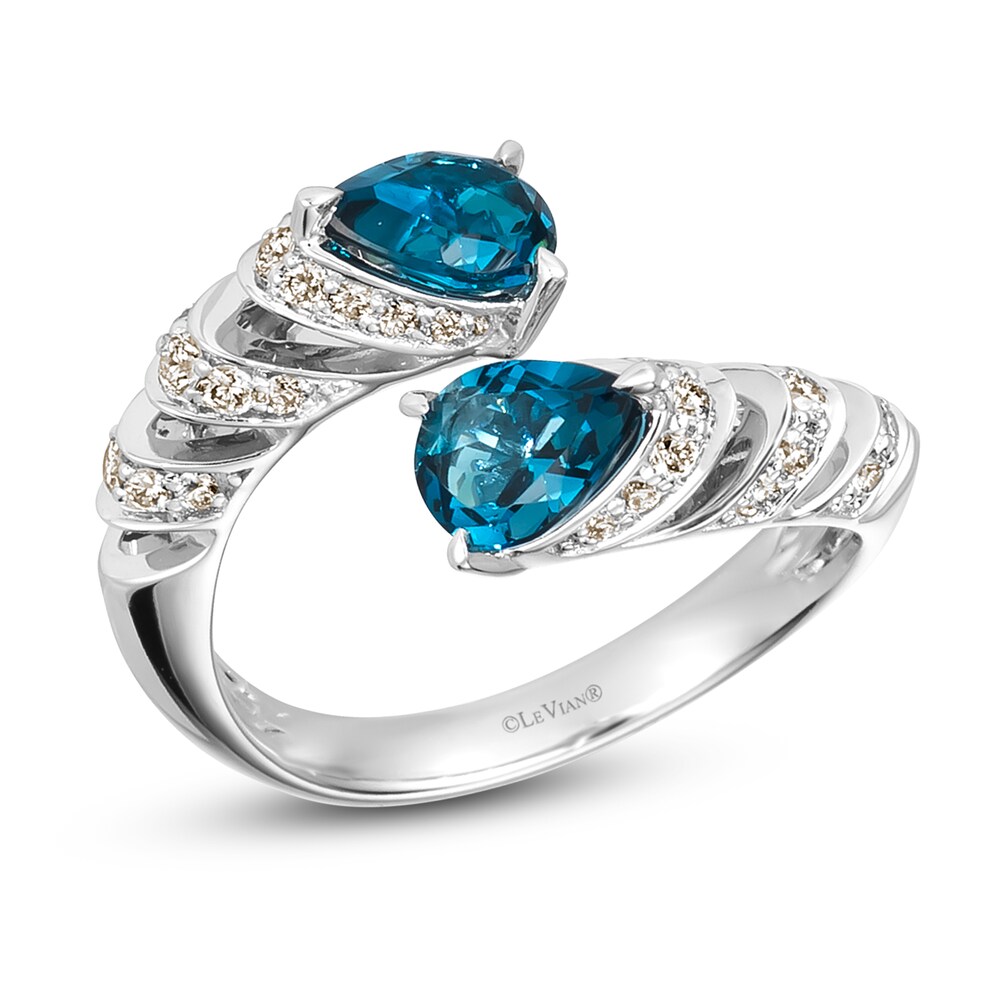 Le Vian Natural Blue Topaz Ring 1/3 ct tw Diamonds 14K Vanilla Gold yxxWaAKY