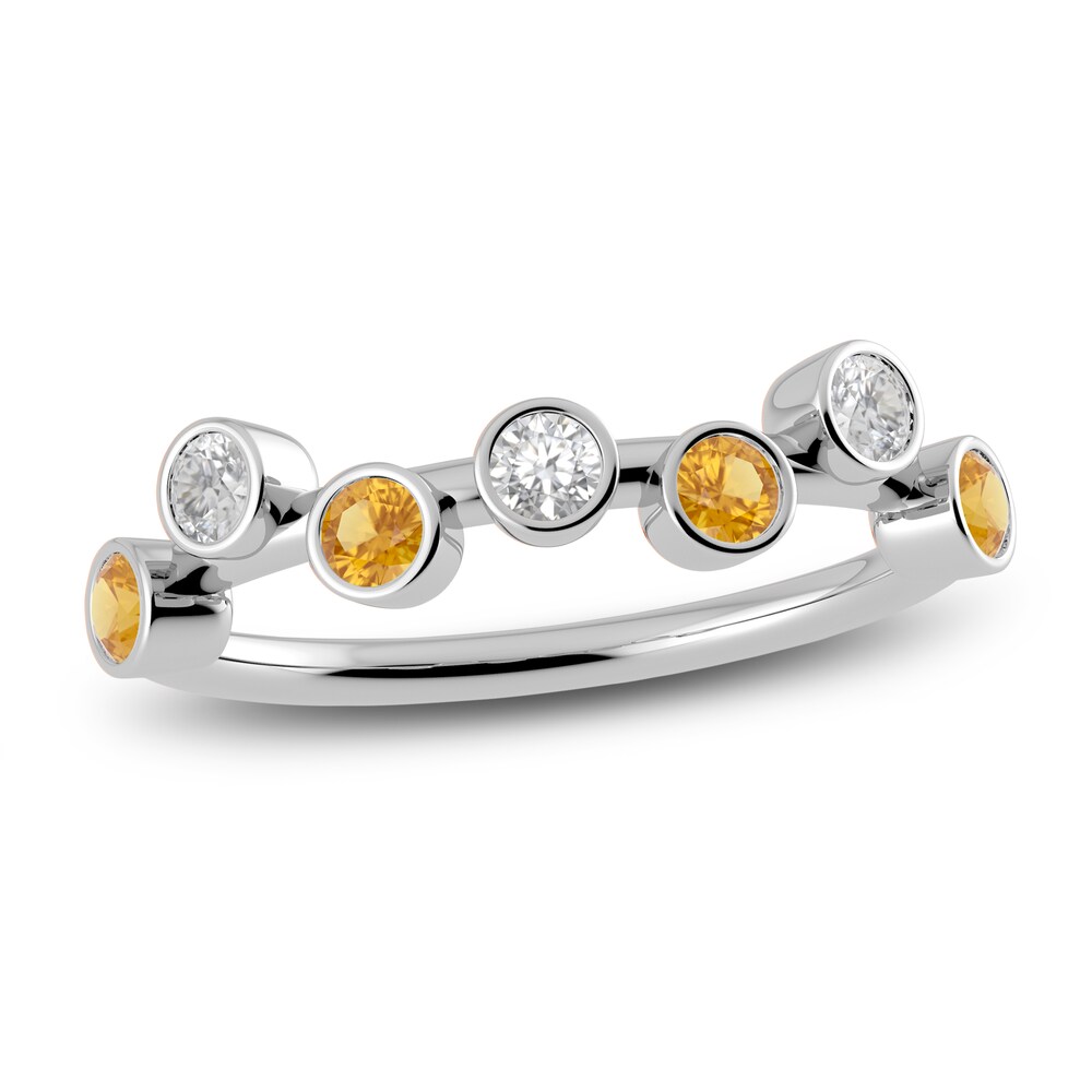 Juliette Maison Natural Citrine & Natural White Sapphire Ring 10K White Gold z38zDNGH