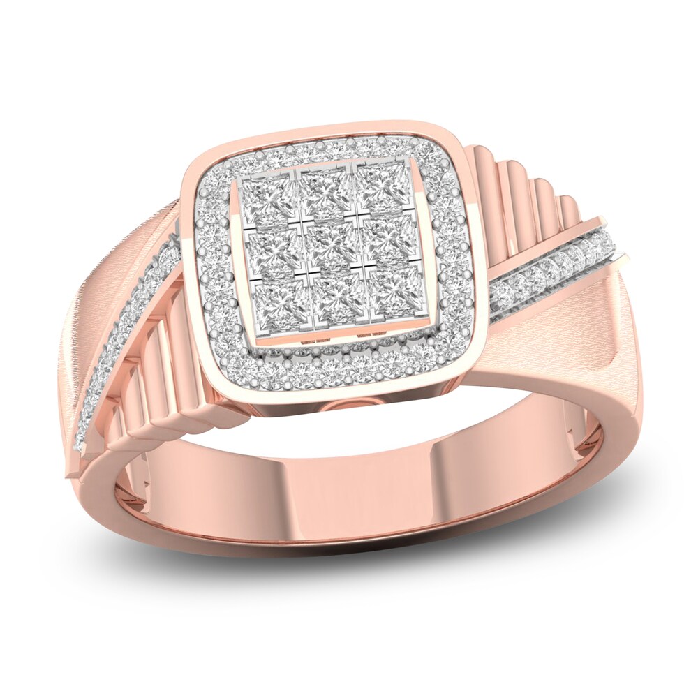 Men's Diamond Ring 3/4 ct tw Princess-cut/Round 10K Rose Gold z7FKIley