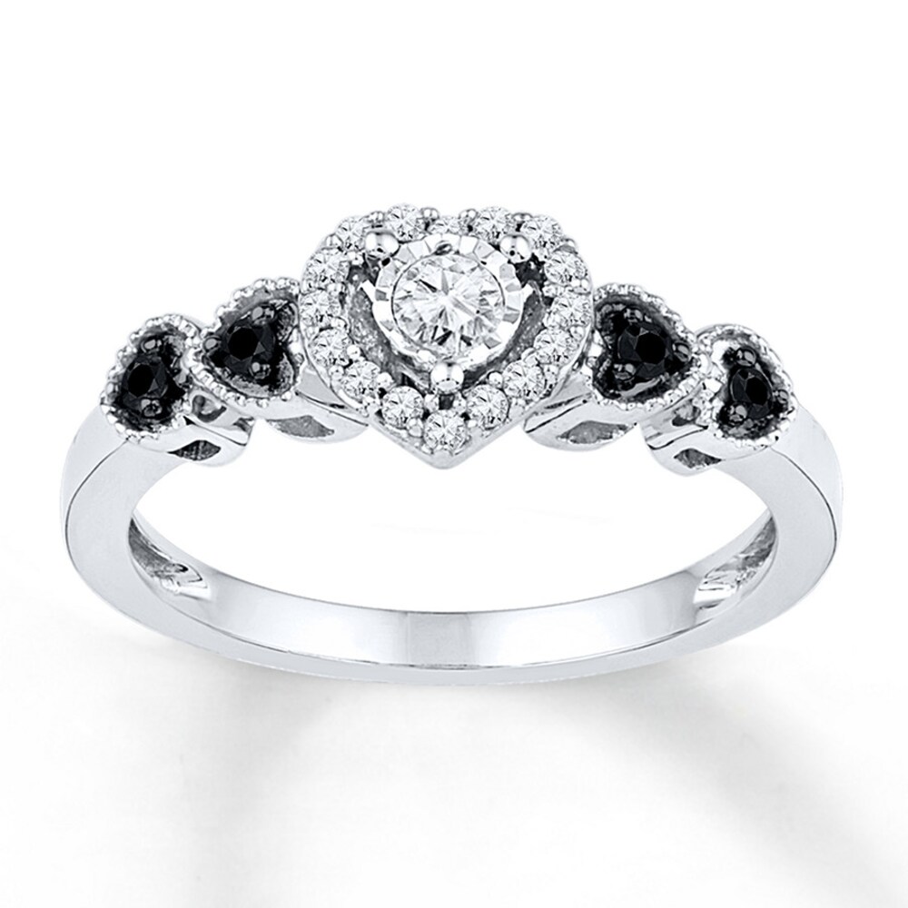 Black/White Diamonds 1/5 ct tw Promise Ring Sterling Silver zMfqp2Ob