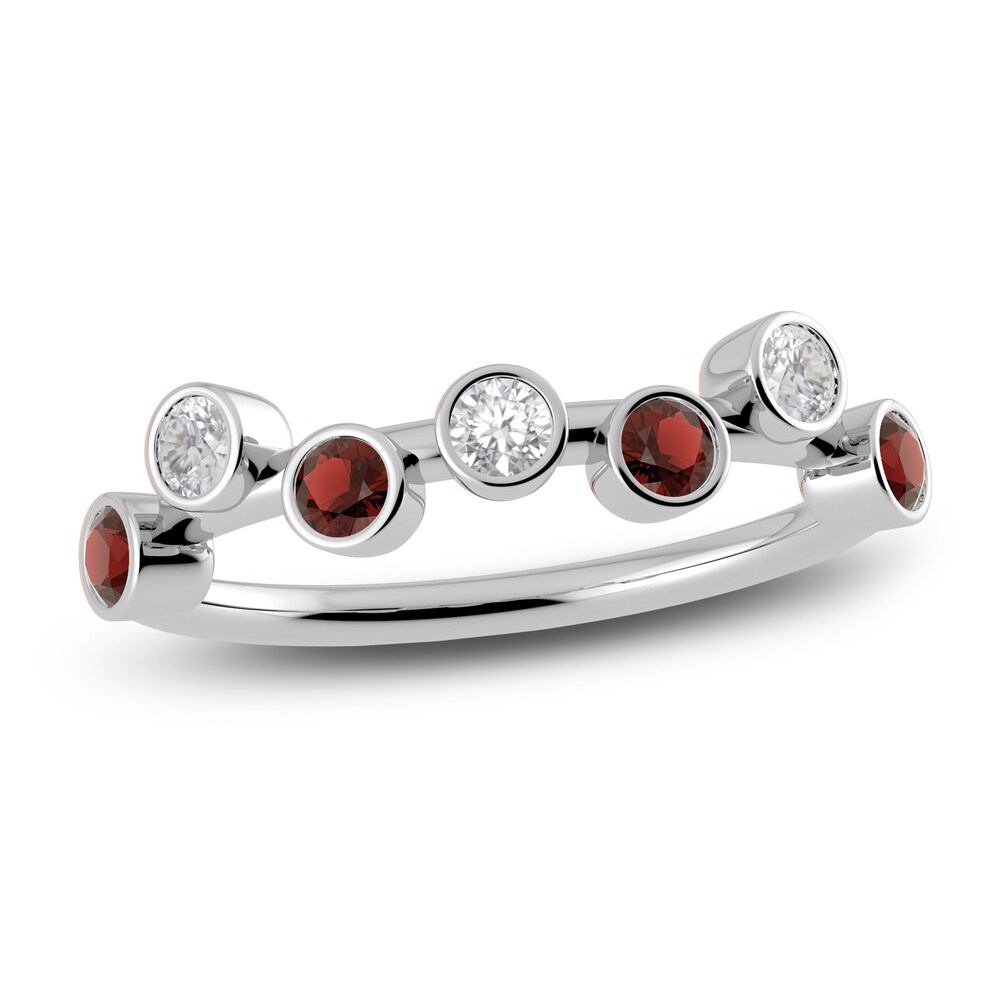 Juliette Maison Natural White Sapphire & Natural Garnet Ring 10K White Gold zR0Kg5a5