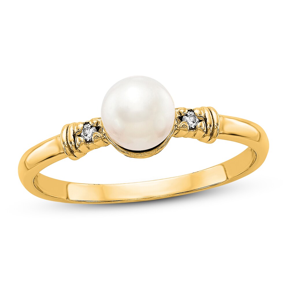 Cultured Freshwater Pearl Ring Diamond Accent 14K Yellow Gold zUPlkYDy