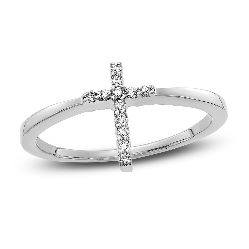 Diamond Cross Ring 1/15 ct tw Round 14K White Gold zcIoWPcJ