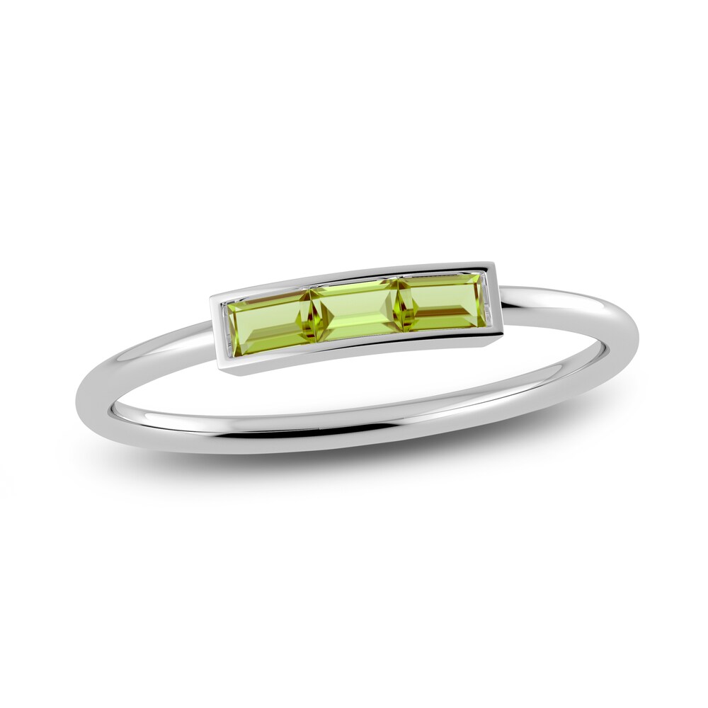 Juliette Maison Natural Peridot Baguette Bar Ring 10K White Gold zciqHsIO