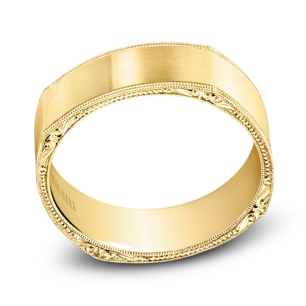 Kirk Kara Men's Engraved Satin Wedding Band 14K Yellow Gold zgMiTOEs