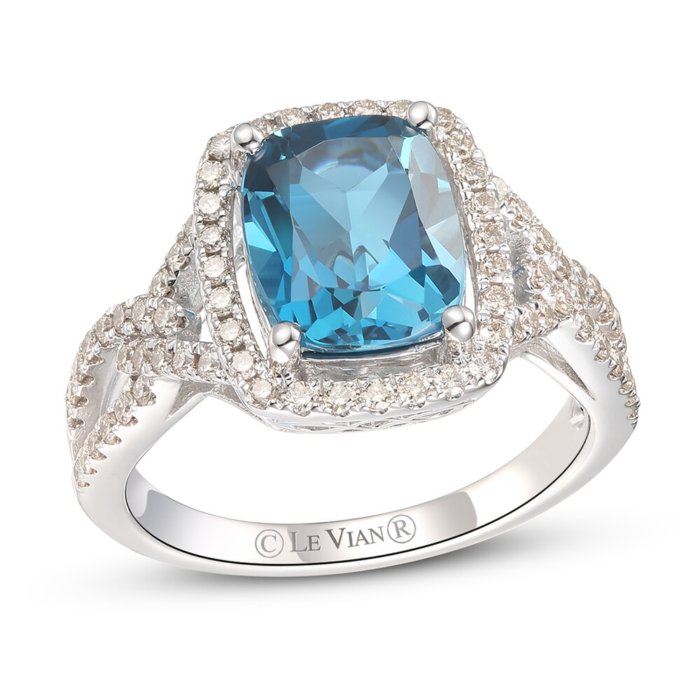 Le Vian Natural Blue Topaz Ring 1/2 ct tw Diamonds 14K Vanilla Gold zhD54nbN