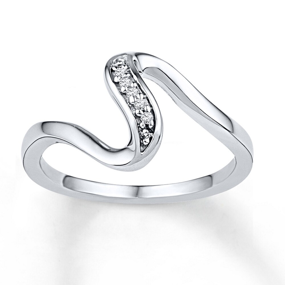 Midi Ring Diamond Accents Sterling Silver znv8HWza