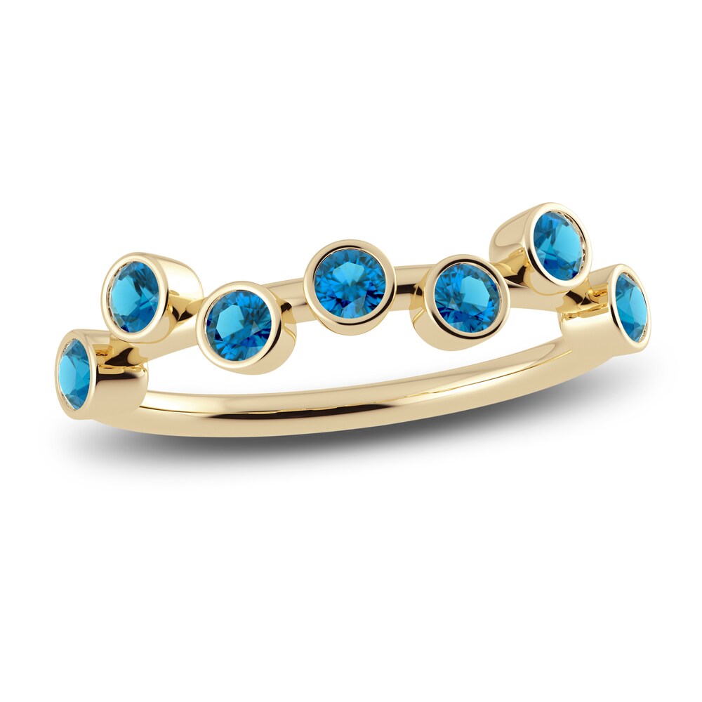 Juliette Maison Natural Blue Zircon Ring 10K Yellow Gold zrHZmG6z