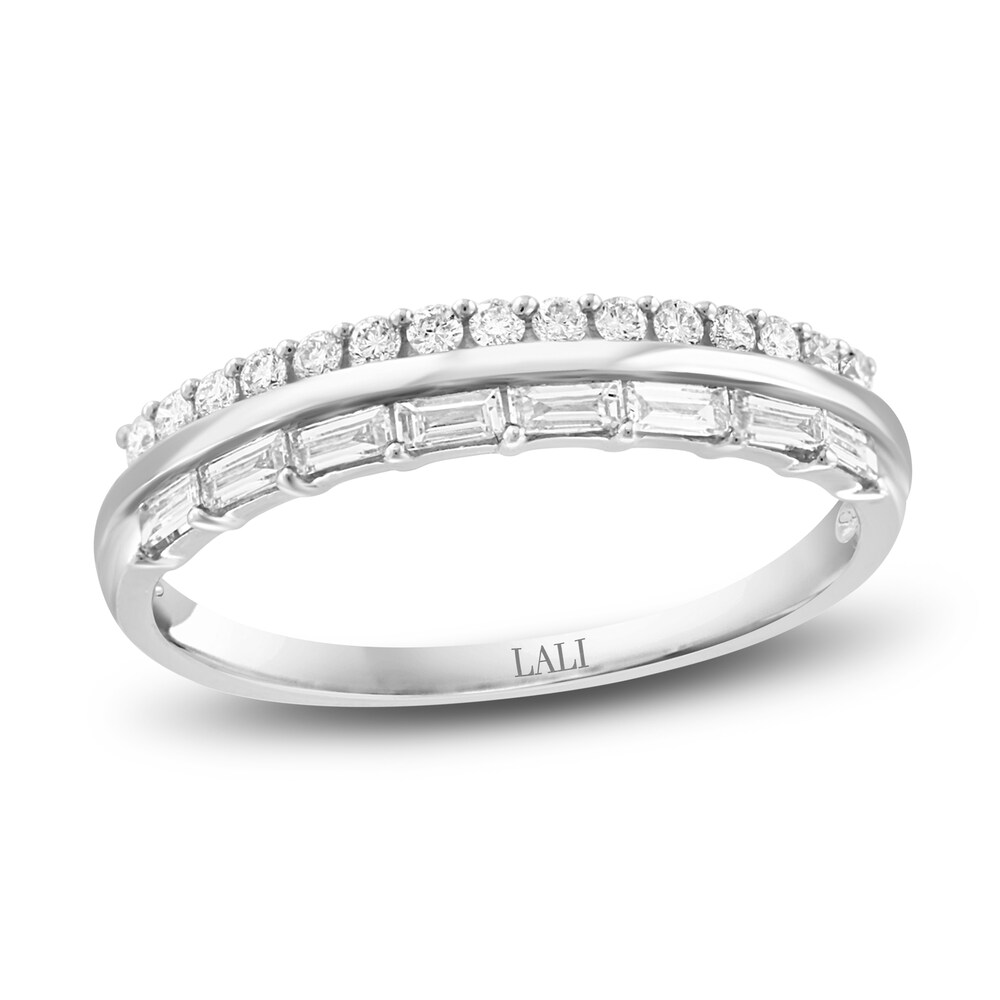 LALI Jewels Diamond Ring 3/8 ct tw Emerald/Round 14K White Gold zx0JdwtG